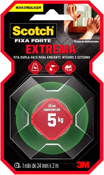 3m - Fita Dupla Face Fixa Forte 5kg 24mmx2mt*