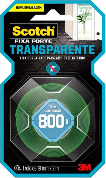 3m - Fita Dupla Face Fixa Forte 800g 19mmx2mt*